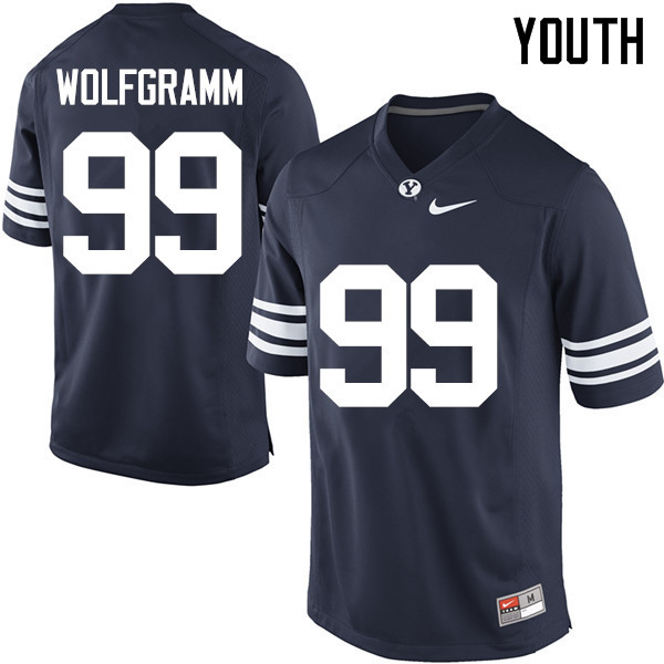 Youth #99 Solomone Wolfgramm BYU Cougars College Football Jerseys Sale-Navy